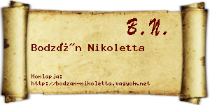Bodzán Nikoletta névjegykártya