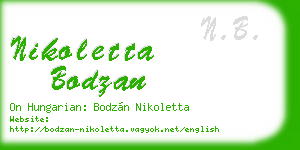 nikoletta bodzan business card