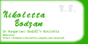nikoletta bodzan business card